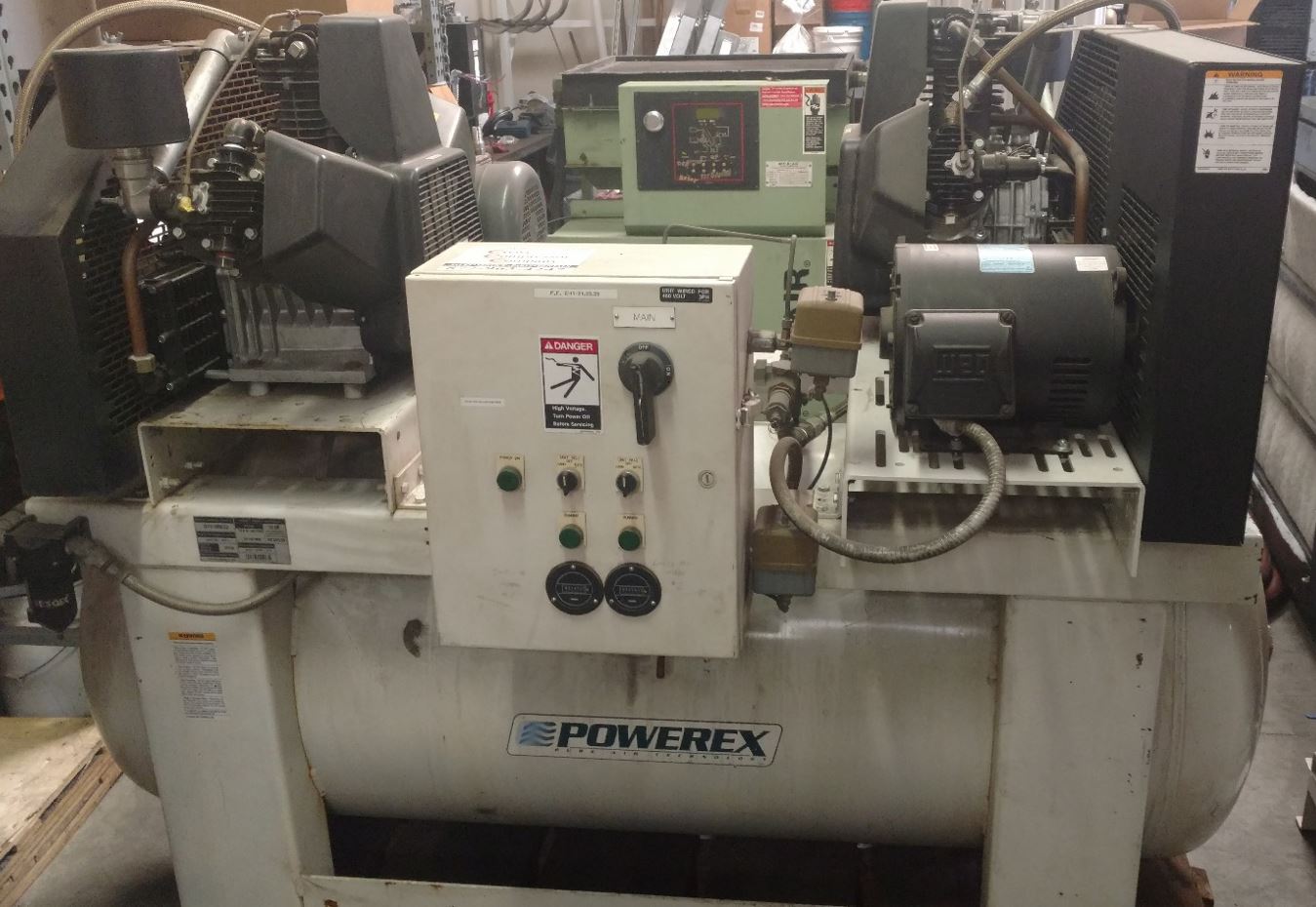 Powerex Used duplex reciprocating compressor tank mounted
